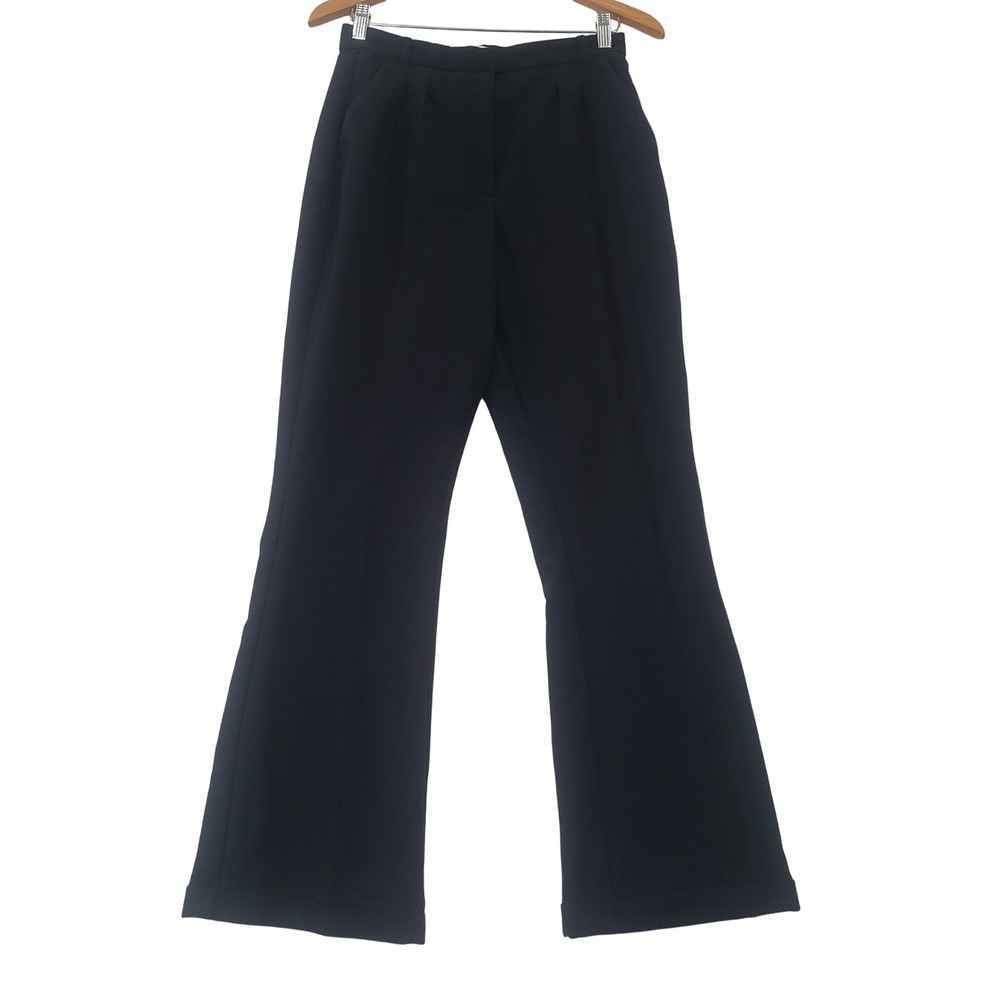 Abercrombie & Fitch Pleated Trousers Small Navy Blue High Rise Flare Leg Pants